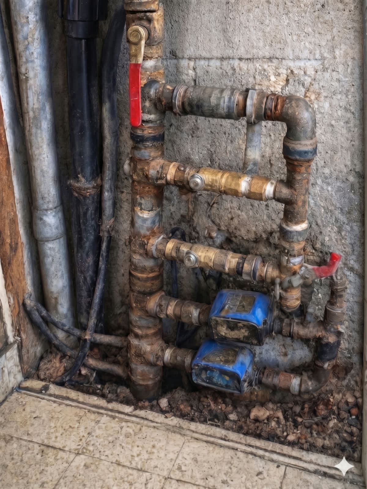 חנוכייה ישנה ממתכת מחלידה